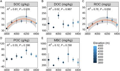 Distribution characteristics of soil active organic carbon at different elevations and its effects on microbial communities in southeast Tibet